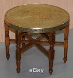 Antique Circa 1920-1940 Persian Moroccan Brass Topped Folding Occasional Table