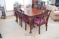Antique Deep Cherry Ball and Claw Dining Room Set. Table is 62X42 withOne Leaf