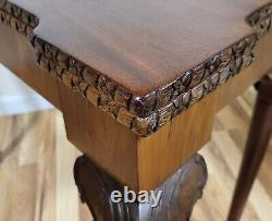 Antique ENGLISH 19thC Ball Claw CHIPPENDALE Mahogony FLIP TOP Game Table CONSOLE