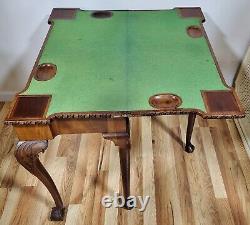 Antique ENGLISH 19thC Ball Claw CHIPPENDALE Mahogony FLIP TOP Game Table CONSOLE