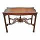 Antique English Mahogany Chinese Chippendale Pierce Carved Tea Table Console