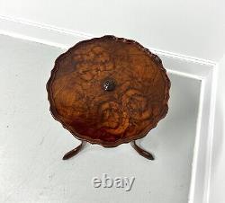 Antique Early 20th Century Mahogany & Burl Walnut Petite Pie Crust Table