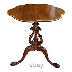 Antique English Chippendale Carved Mahogany Clover Top Table