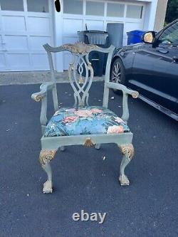 Antique English Chippendale Solid Mahogany Set of Eight Dining Chairs