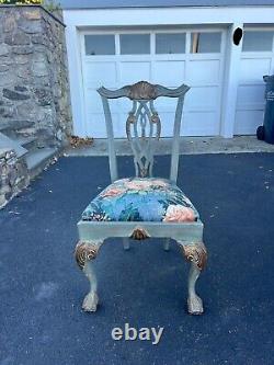 Antique English Chippendale Solid Mahogany Set of Eight Dining Chairs