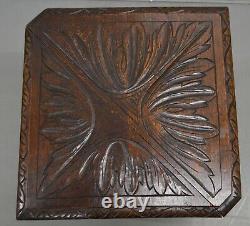 Antique English Oak Carved Drop Leaf Gate Leg Handkerchief Envelope Corner Table