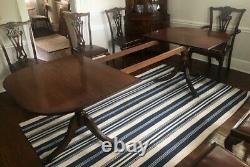 Antique English Regency Dining Table and Chippendale Chairs