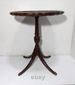 Antique Federal Chippendale Pie Crust Mahogany Round Pedestal Table Claw Feet