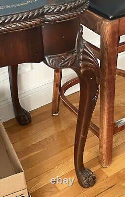 Antique Flip Top Carved Chippendale Table Claw Feet