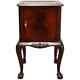 Antique French Flame Mahogany Chippendale Style Marble Top Side Table