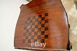 Antique Game Table Victorian Chippendale Drop Sides Mahogany Chess board Inlay