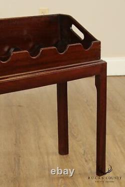 Antique George III Style Mahogany Butters Wine Rack Tray Table on Frame