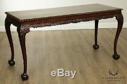 Antique Georgian Carved Mahogany Ball and Claw 64 Console Table