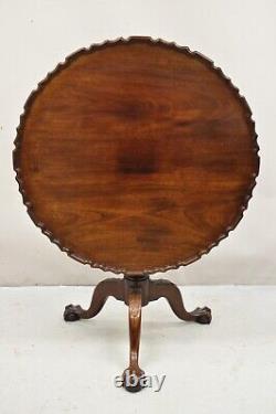 Antique Georgian Chippendale Pie Crust Mahogany Ball and Claw Tilt Top Table