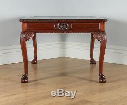 Antique Georgian Chippendale Style Mahogany Leather Library Table Desk (c. 1880)