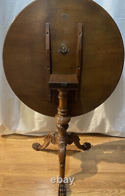 Antique Johnson Handley Johnson Walnut Tilt Top Acanthus Carved Claw Foot Table