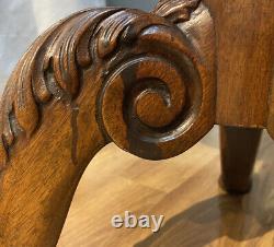 Antique Johnson Handley Johnson Walnut Tilt Top Acanthus Carved Claw Foot Table