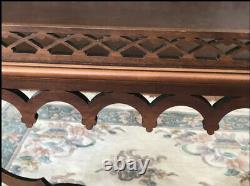 Antique Lane CHIPPENDALE FRET WORK CARVED TEA COFFEE TABLE 24x16.5x27 VINTAGE