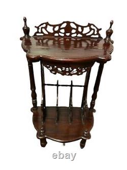 Antique Late-19th- Century Victorian Chippendale Etagere Display Magazine Stand