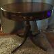 Antique Leather Top Round Mahogany Mersmandrum Table W Drawer Chippendale