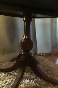 Antique Leather Top Round Mahogany MersmanDrum Table w Drawer Chippendale