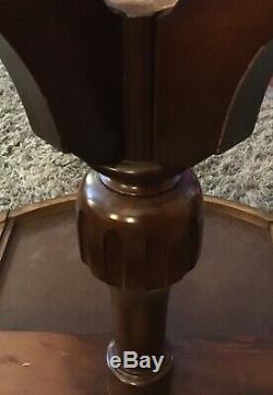 Antique Leather Top Round Mahogany MersmanDrum Table w Drawer Chippendale