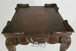 Antique Louis XV Carved Mahogany Accent Table Tray Top Chippendale Vintage