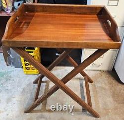 Antique Mahogany 2 Piece Folding/removable Butler Tray Table 30 Tall×24×18