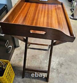 Antique Mahogany 2 Piece Folding/removable Butler Tray Table 30 Tall×24×18
