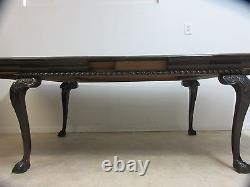 Antique Mahogany Ball Claw Chippendale Banquet Conference Dining Room Table