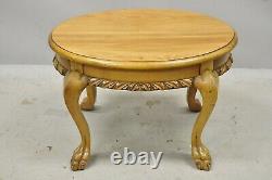 Antique Mahogany Carved Paw Feet Small Oval Chippendale Georgian Coffee Table