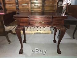Antique Mahogany Chippendale Game Table Backgammon Chess Checkers Rare Inlay