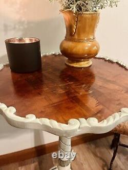 Antique Mahogany Hand-painted Pie Crust Side Table Flame Top