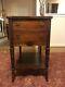 Antique Mid Century Chinese End Table Chippendale Fretwork With Drawer Shelf #6095
