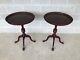 Antique Pie Crust Mahogany Chippendale Style Tables A Pair