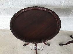 Antique Pie Crust Mahogany Chippendale Style Tables A Pair