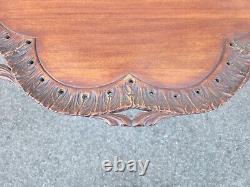 Antique Pierced Mahogany Chippendale Style Pie Crust Tilt-Top Tea Pedestal Table