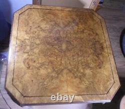 Antique Pivoting Top Game Table Walnut Burl Veneer Chippendale Carved Paw Feet