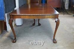 Antique Romweber English Chippendale Georgian Mahogany Extendable Dining Table