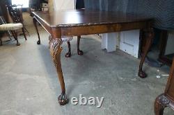 Antique Romweber English Chippendale Georgian Mahogany Extendable Dining Table