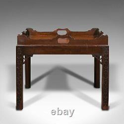 Antique Serving Tray Table, English, Drink Stand, Chinese Chippendale, Edwardian