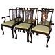 Antique Set Of 6 Mahogany Chippendale Ball And Claw Dining Chairs #21719