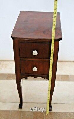 Antique Side Table Two Deep drawer Accent End Lamp Phone Stand Chippendale