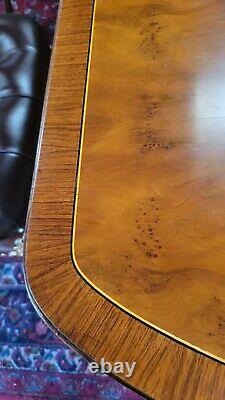 Antique Smith & Watson Yew Triple-Pedestal Dining Table Splayed Leg L 133 x W48