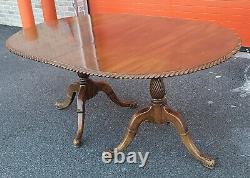 Antique Solid Honduran Mahogany Roped Edge Chippendale Dining Room Table c1900