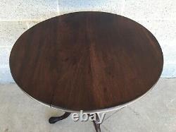 Antique Solid Mahogany Chippendale Style Tilt Top Table