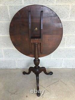 Antique Solid Mahogany Chippendale Style Tilt Top Table