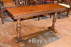 Antique Solid Oak Sofa Table Vintage Furniture