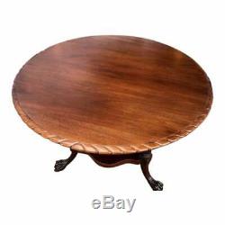Antique Style Mahogany Round Breakfast or Dining Table, Chippendale Style