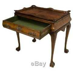 Antique Table, Tea, Chippendale Style Burlwood, Late 19th C, 1800s, Gorgeous